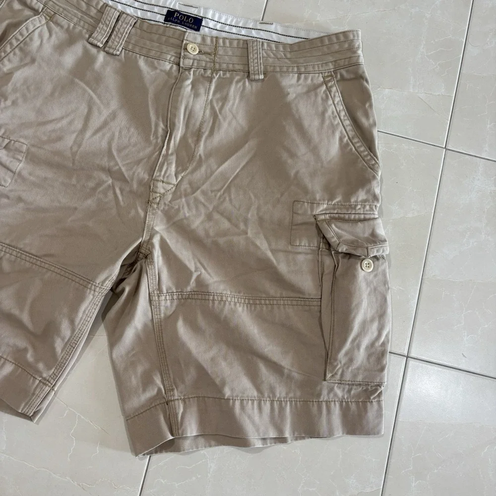 Vintage Polo Ralph Lauren Cargo Shorts Men's 36 Baggy Tan Beige Y2K Skate Golf